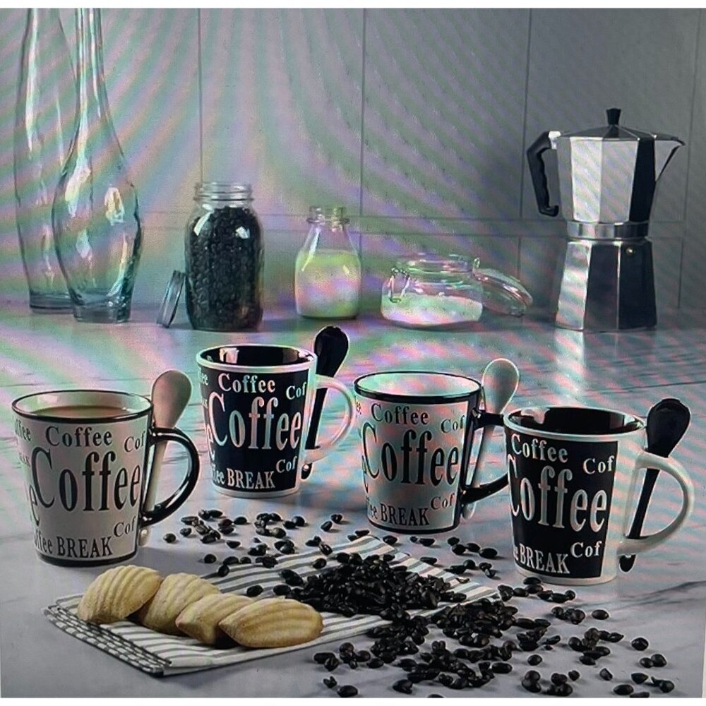 Mr. Coffee 13 Oz Stoneware Coffee Mug Set Dishwasher & Microwave Safe Durable